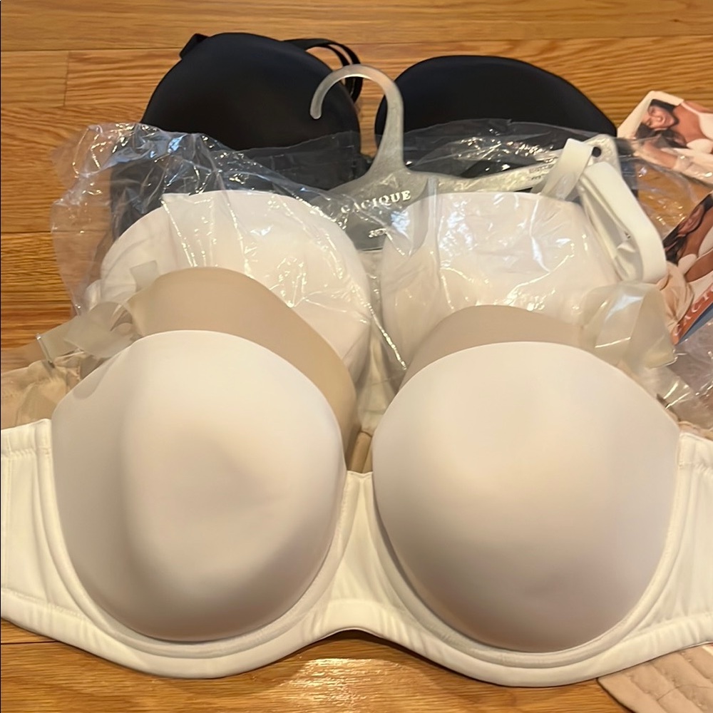 Cacique Women's Intimates 38DD Bra Set - Black, 2 White, Tan